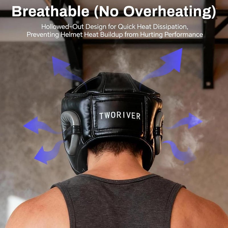 SANJOIN Boxing Headgear 1 Pack, Adjustable Boxing Head Gear Helmet for Adult Men & Kids, Closed-Type Safe, for MMA Sparring, Muay Thai, Kickboxing Training Gear, Strong Grip - Image 3